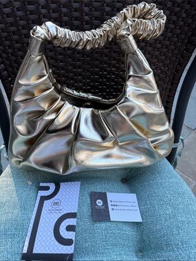 Petite Simone Gold Ruched Shoulder Bag